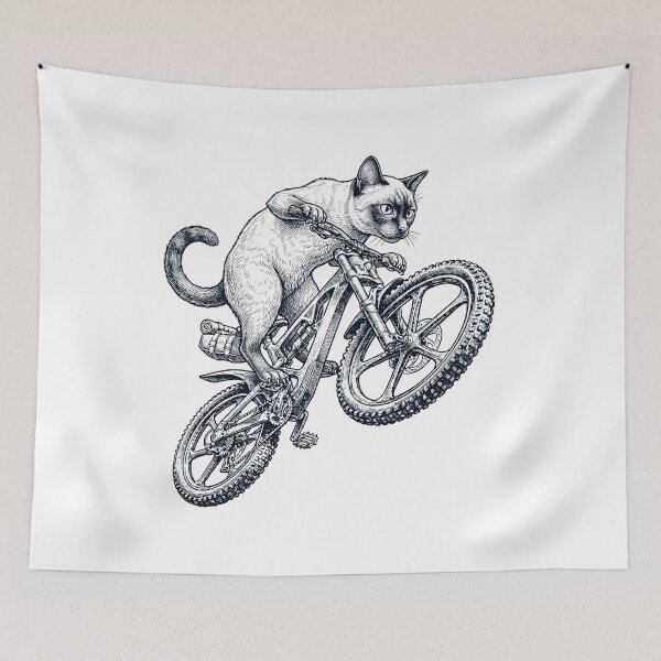 Item preview, Vintage Tonkinese Cat Riding Bicycle Cycling Bike Kitten Lover designed and sold by TerryConnells.