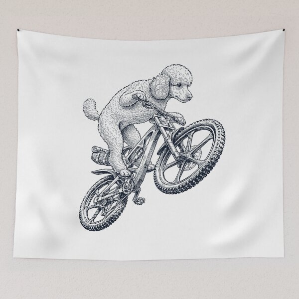 Item preview, Vintage Toy Poodle Riding Bicycle Cycling Bike Dog Lover designed and sold by TerryConnells.