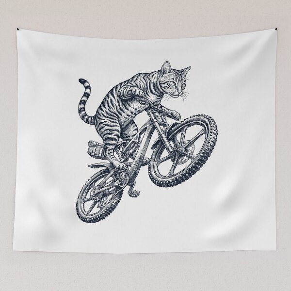 Item preview, Vintage Toyger Cat Riding Bicycle Cycling Bike Kitten Lover designed and sold by TerryConnells.