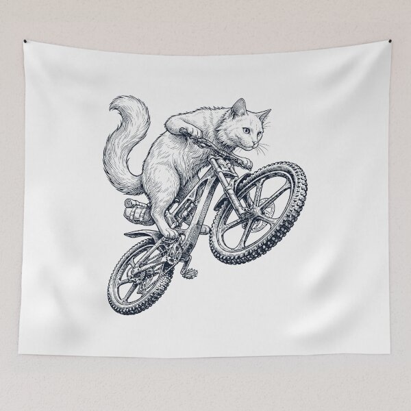 Item preview, Vintage Turkish Angora Cat Riding Bicycle Cycling Bike Kitten Lover designed and sold by TerryConnells.