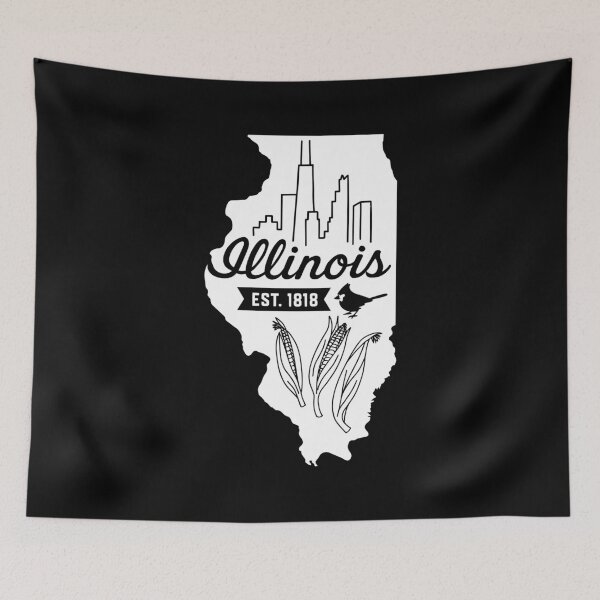 Item preview, Illinois Vintage Chicago Skyline Cardinal Corn Retro Art designed and sold by Sunflo67.
