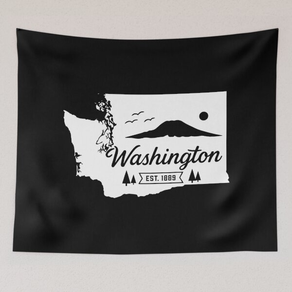 Item preview, Washington State Vintage Mount Rainier Pine Forest Retro Art designed and sold by Sunflo67.