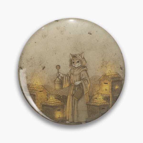 Item preview, Medieval Cat Beekeeper Tending the Hives Manuscript designed and sold by PictorialWhimsy.
