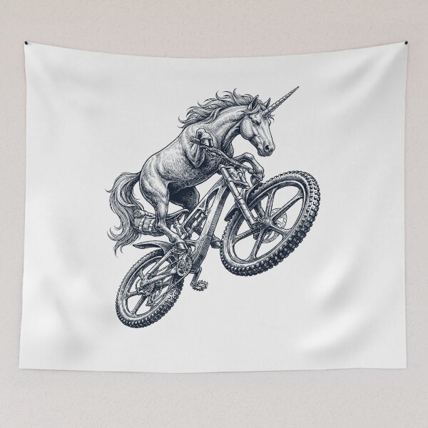 Item preview, Vintage Unicorn Riding Bicycle Cycling Bike Animal Lover designed and sold by TerryConnells.