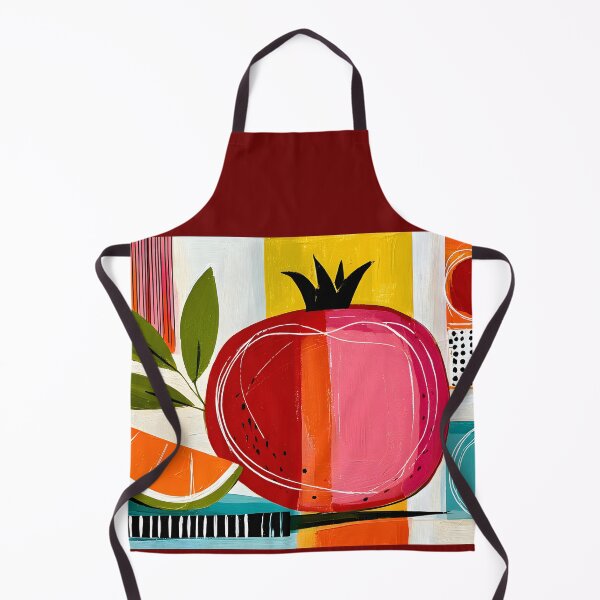Item preview, Citrus and Pomegranate Kitchen Art Harmony - A Vibrant Still Life in Bold Geometric Color designed and sold by OlfactoART Studio.