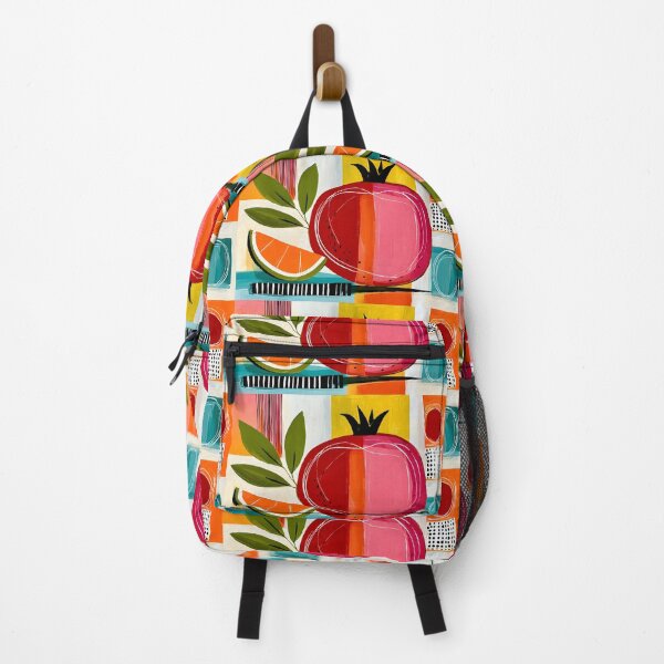 Item preview, Citrus and Pomegranate Kitchen Art Harmony - A Vibrant Still Life in Bold Geometric Color designed and sold by OlfactoART Studio.