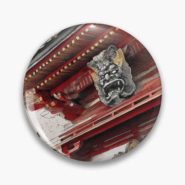 Item preview, Japanese Temple Gate Watercolor Print, Niomon Guardian Lion Wall Art designed and sold by JPrintsInc.