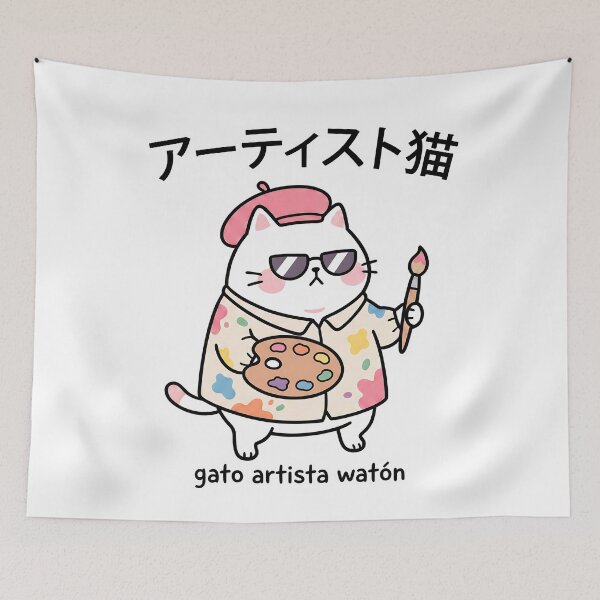 Item preview, Gato artista watón Kawaii Neko designed and sold by CuteKats.