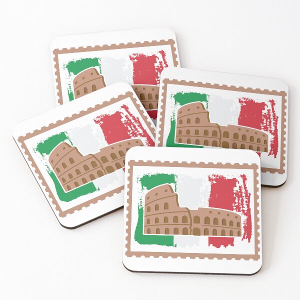 Item preview, Italy Stamp Design – Colosseum Silhouette with Italian Map in Stamp Frame designed and sold by EmeraldeaArt.