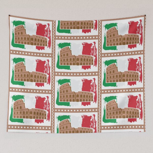 Item preview, Italy Stamp Design – Colosseum Silhouette with Italian Map in Stamp Frame designed and sold by EmeraldeaArt.
