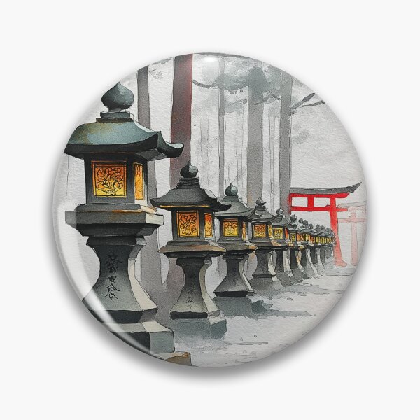 Item preview, Japanese Stone Lantern Watercolor Print, Kasuga Shrine Pathway Wall Art designed and sold by JPrintsInc.