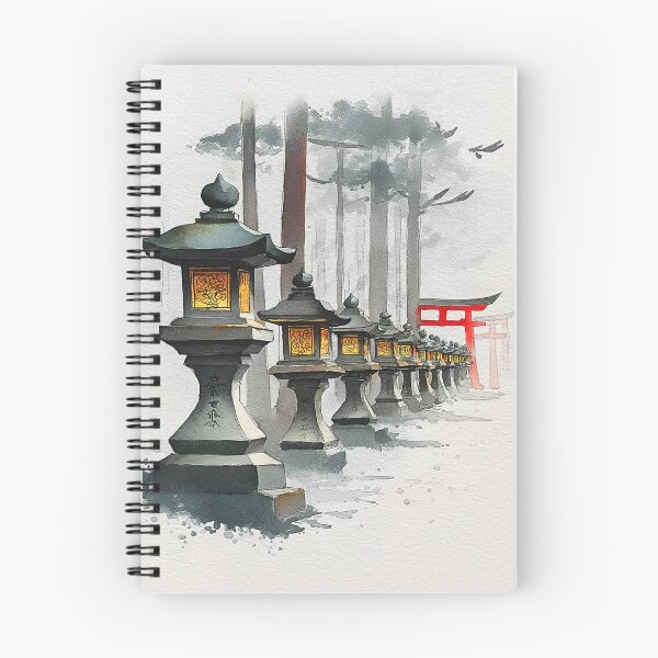 Item preview, Japanese Stone Lantern Watercolor Print, Kasuga Shrine Pathway Wall Art designed and sold by JPrintsInc.