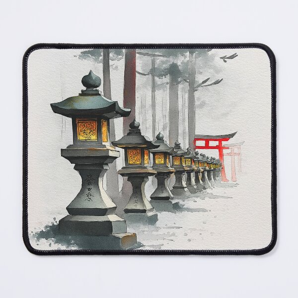 Item preview, Japanese Stone Lantern Watercolor Print, Kasuga Shrine Pathway Wall Art designed and sold by JPrintsInc.
