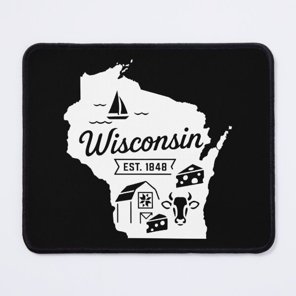Item preview, Wisconsin Vintage Cheese Cow Barn Sailboat Retro State Art designed and sold by Sunflo67.