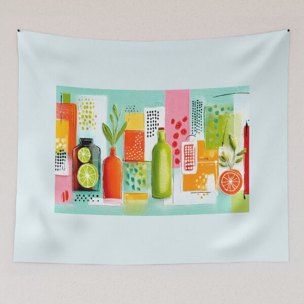 Item preview, Herbs and Citrus in Colorful Harmony - A Vibrant Geometric Celebration of Fresh Mediterranean Flavor designed and sold by OlfactoART Studio.