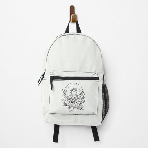 Item preview, Frog Playing Banjo Line Art Full Moon Cottagecore designed and sold by PixelQ.