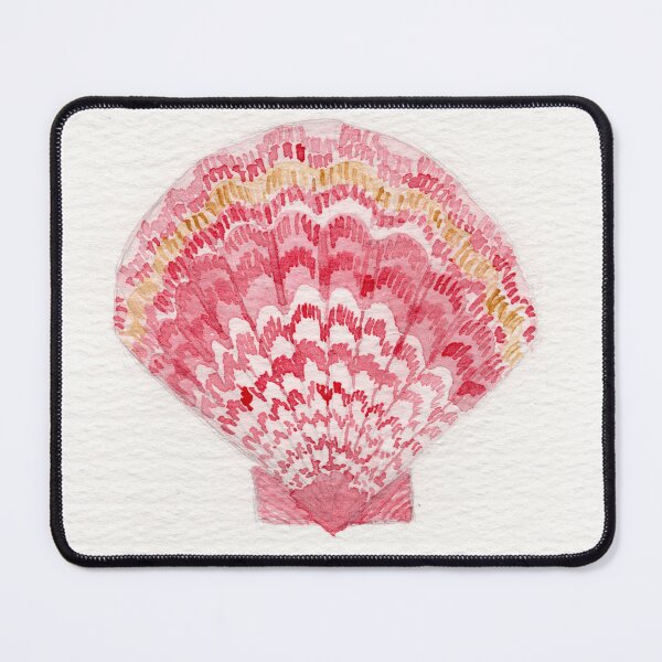 Item preview, watercolor of a pink scallop shell designed and sold by KPierceArt.