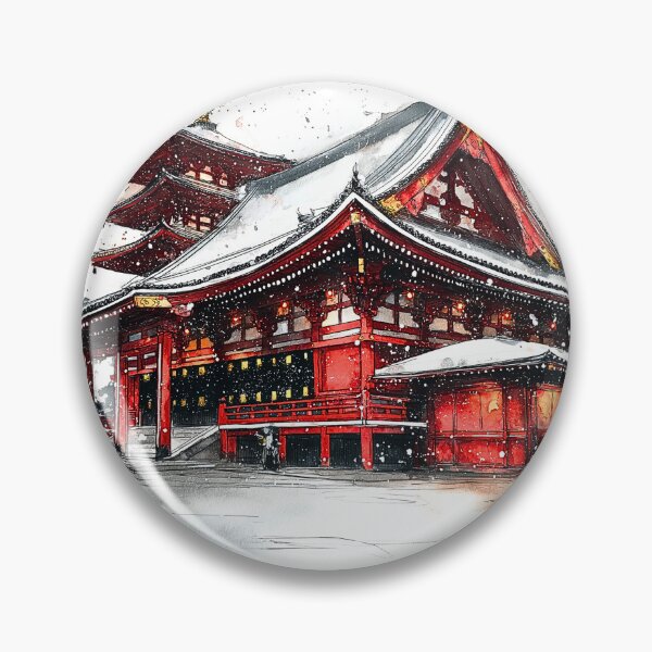 Item preview, Senso-ji Temple Snow Watercolor Print, Tokyo Winter Wall Art designed and sold by JPrintsInc.