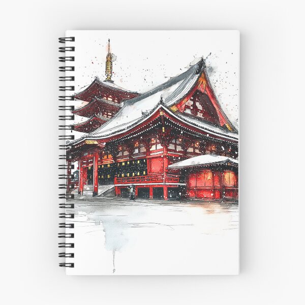 Item preview, Senso-ji Temple Snow Watercolor Print, Tokyo Winter Wall Art designed and sold by JPrintsInc.
