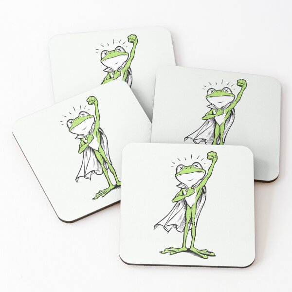 Item preview, Superhero Frog Cartoon Funny Green Cape Mascot designed and sold by PixelQ.