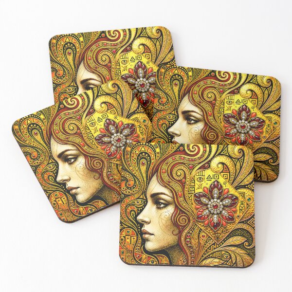 Item preview, Gilded Ornate Gold Art Nouveau Woman Portrait designed and sold by hepcat-plus.