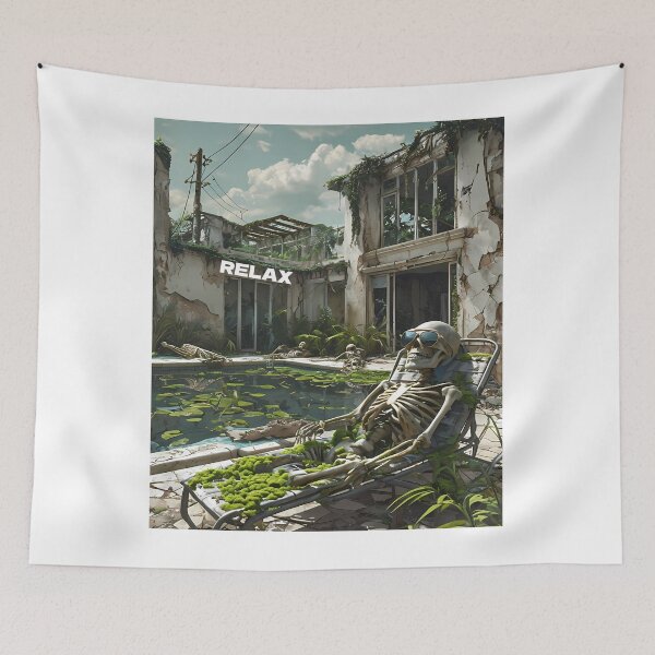 Item preview, Relax - Funny Skeleton Apocalypse Art designed and sold by Modern Nest Art.