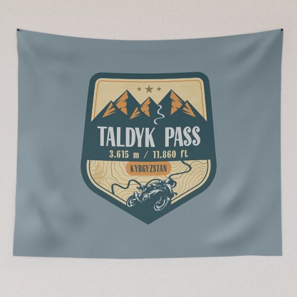 Item preview, Taldyk Pass Alay Kyrgyzstan Biker Badge designed and sold by CynthiaGraphics.