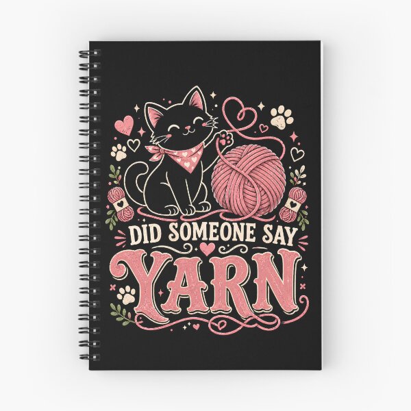 Item preview, Did Someone Say Yarn Cute Black Cat Knitting Crochet Lover  designed and sold by THREE LITTLE BEANS.