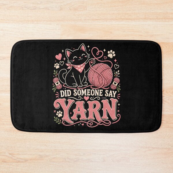 Item preview, Did Someone Say Yarn Cute Black Cat Knitting Crochet Lover  designed and sold by THREE LITTLE BEANS.