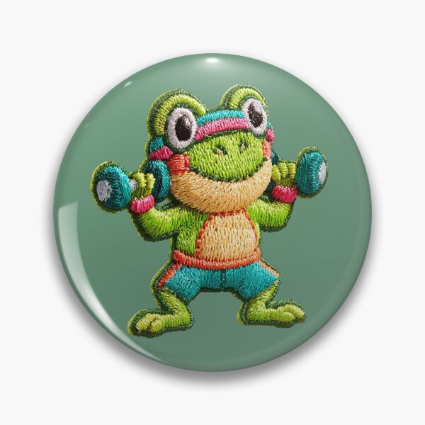 Item preview, Cute Weightlifting Frog Patch designed and sold by MegaNovaArt.