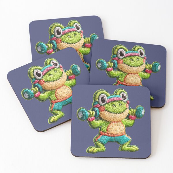 Item preview, Cute Weightlifting Frog Patch designed and sold by MegaNovaArt.