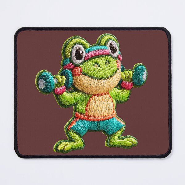 Item preview, Cute Weightlifting Frog Patch designed and sold by MegaNovaArt.