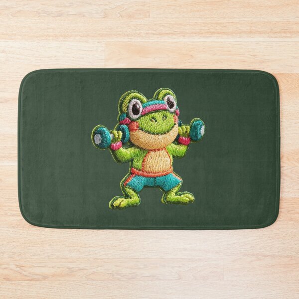 Item preview, Cute Weightlifting Frog Patch designed and sold by MegaNovaArt.