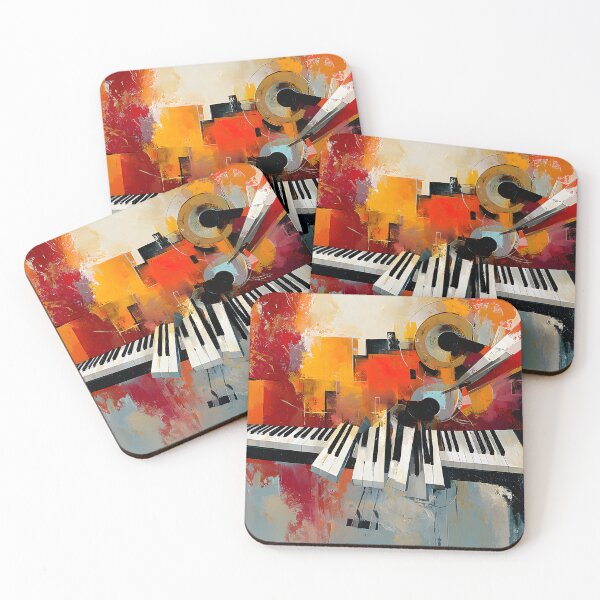 Item preview, Fragments of Melody - Abstract Piano Keys Flowing Through Vivid Color and Musical Imagination designed and sold by OlfactoART Studio.