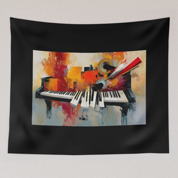 Item preview, Fragments of Melody - Abstract Piano Keys Flowing Through Vivid Color and Musical Imagination designed and sold by OlfactoART Studio.