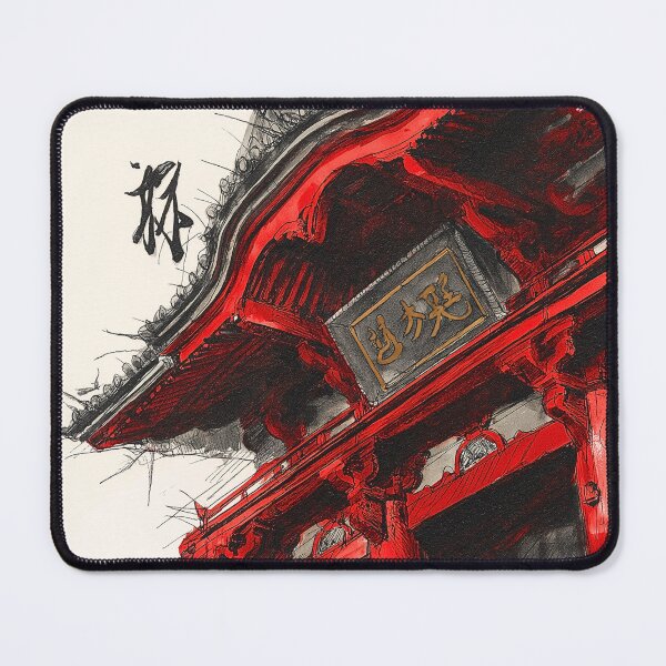 Item preview, Japanese Temple Gate Bold Ink Watercolor Print, Niomon Wall Art designed and sold by JPrintsInc.