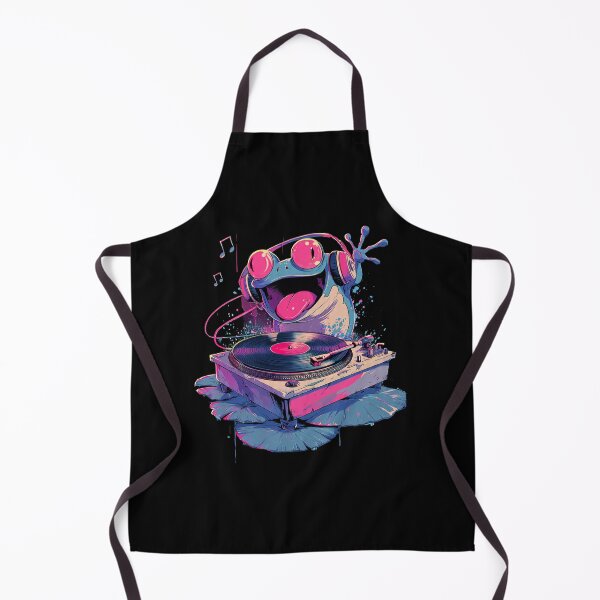 Item preview, Frog DJ Spinning Records Neon Vaporwave Aesthetic designed and sold by PixelQ.