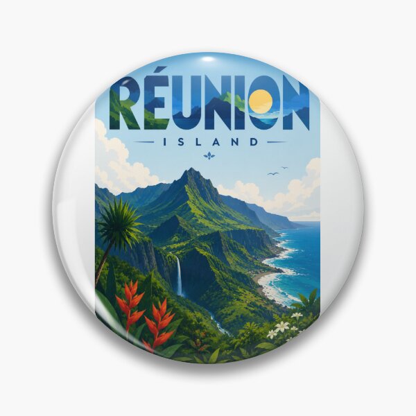 Item preview, Réunion Island Indian Ocean Volcanic Peaks and Coastline designed and sold by Aryabek.