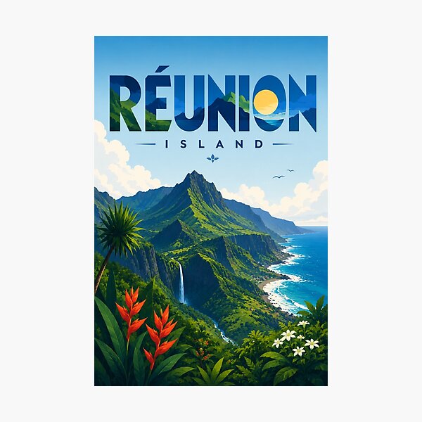 Item preview, Réunion Island Indian Ocean Volcanic Peaks and Coastline designed and sold by Aryabek.
