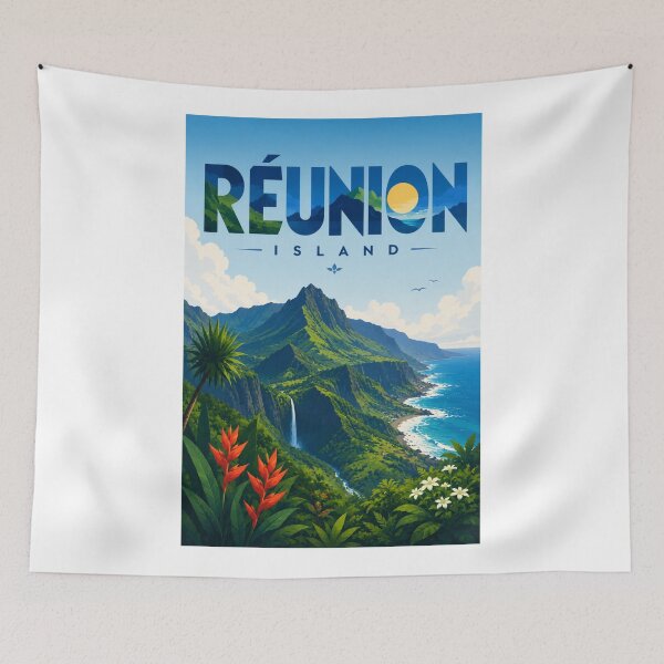 Item preview, Réunion Island Indian Ocean Volcanic Peaks and Coastline designed and sold by Aryabek.