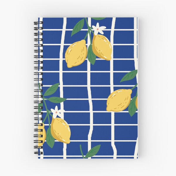 Item preview, Rustic Lemon Branch Pattern – Blue Background with White Stripes designed and sold by EmeraldeaArt.