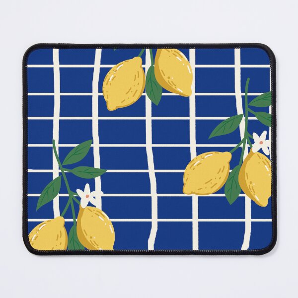 Item preview, Rustic Lemon Branch Pattern – Blue Background with White Stripes designed and sold by EmeraldeaArt.