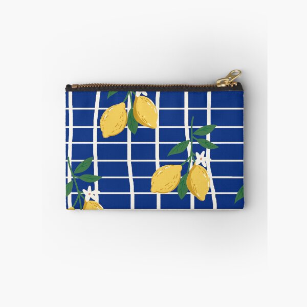 Item preview, Rustic Lemon Branch Pattern – Blue Background with White Stripes designed and sold by EmeraldeaArt.