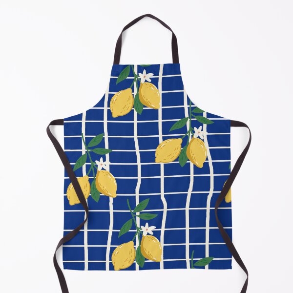 Item preview, Rustic Lemon Branch Pattern – Blue Background with White Stripes designed and sold by EmeraldeaArt.
