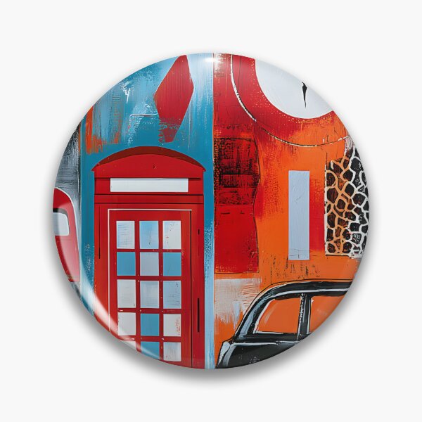 Item preview, London Icons in Modern Motion - Big Ben Red Bus and Telephone Booth in Vibrant Urban Color designed and sold by OlfactoART Studio.