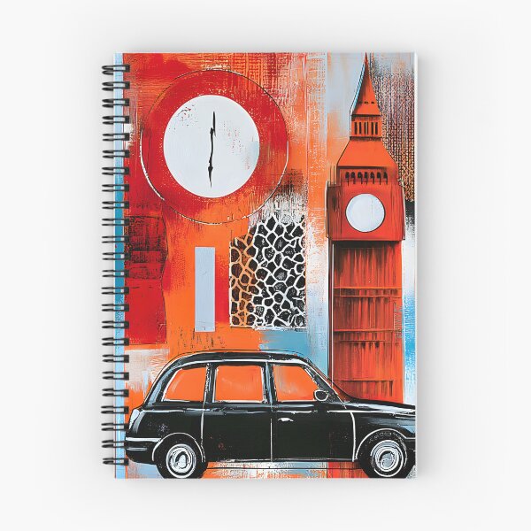 Item preview, London Icons in Modern Motion - Big Ben Red Bus and Telephone Booth in Vibrant Urban Color designed and sold by OlfactoART Studio.