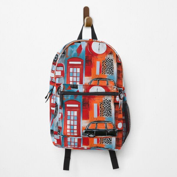Item preview, London Icons in Modern Motion - Big Ben Red Bus and Telephone Booth in Vibrant Urban Color designed and sold by OlfactoART Studio.