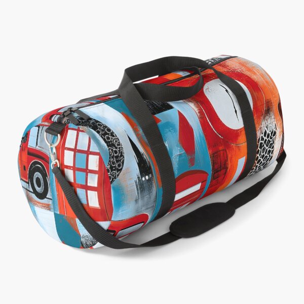Item preview, London Icons in Modern Motion - Big Ben Red Bus and Telephone Booth in Vibrant Urban Color designed and sold by OlfactoART Studio.