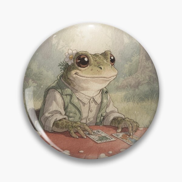 Item preview, Toad Reading Tarot at a Toadstool Cottagecore Art designed and sold by PictorialWhimsy.