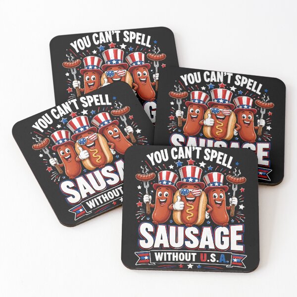 Item preview, You Can't Spell Sausage Without U.S.A. Funny Patriotic Hot Dog designed and sold by THREE LITTLE BEANS.